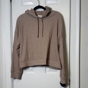 Workshop Ribbed Hoodie NWT L Oversized Neutral Cropped Pullover Free People